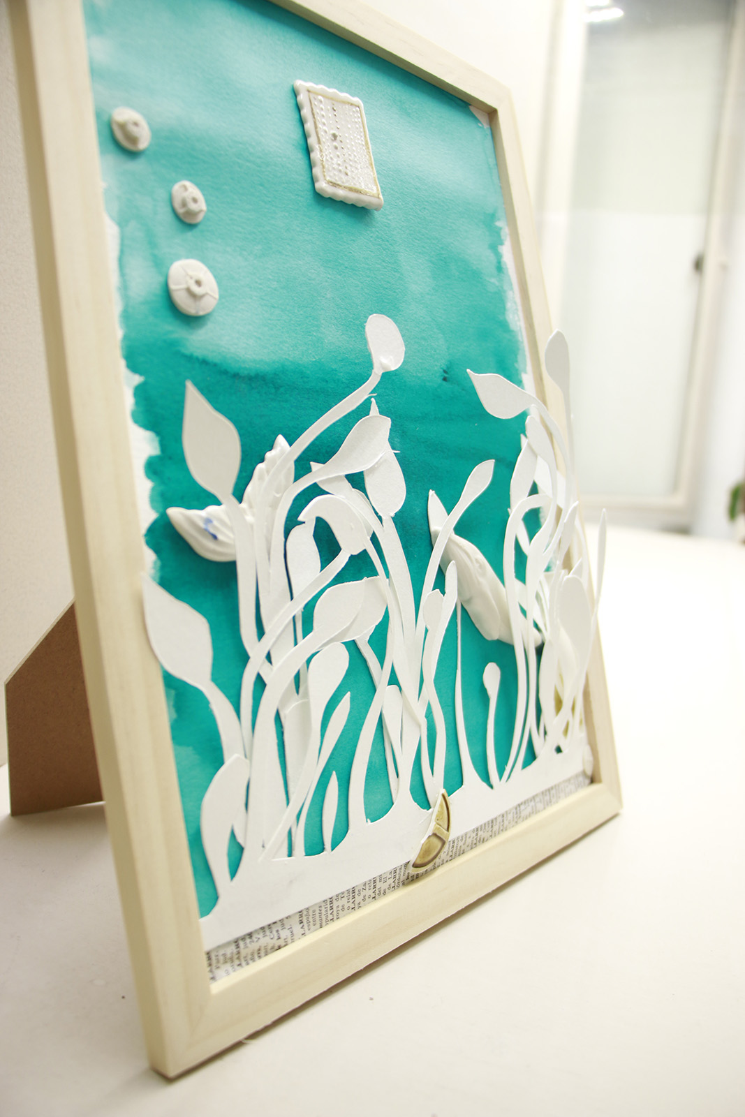 Burbujas, cuadro de porcelana, papel y tinta